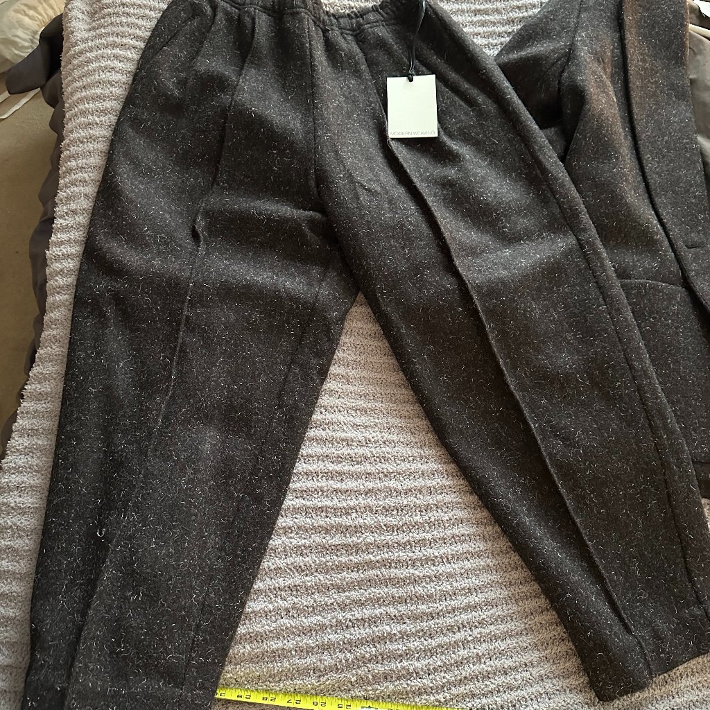 Modern Weaving Wool Melton Trousers In Chocolate Sz L
